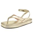 Sandália Flat Plataforma Feminina Nova Elegante Moda Bianca Com Traseiro Dourado