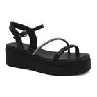 Sandália Flatform Anabela Strass Brilho Ramarim 2445203 Preto