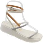 Sandália Flatform Vizzano Gladiadora Tiras Brilhantes Feminina 