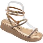 Sandália Flatform Vizzano Gladiadora Tiras Brilhantes Feminina
