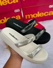 Sandália Glitter Papete Flat Com Tiras Moleca Feminina