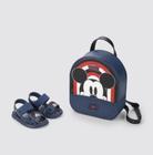 Sandália Grendene Disney Infantil Com Mochila Azul e Rosa Ref:23078