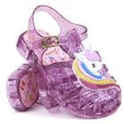 Sandália Infantil Feminina Rosa Laço Unicórnio Sereia Cristal Com Glitter