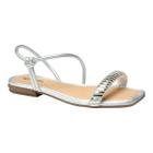 Sandalia Mississipi Q8842 Feminina Bico Quadrado Baixa Brilho Casual