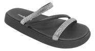 Sandália Moleca Flatform Tiras Strass 5469 121 Slide Leve