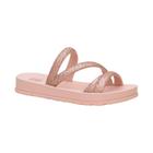 Sandália Nude Claro Kids Glitter Multi Tiras Zaxy