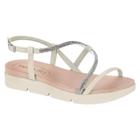 Sandália Papete Feminina Beira Rio Flatform Strass S 87531