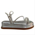 Sandália Papete Feminina Brilho Strass Flatform Flat Sola Alta