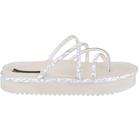 Sandália Papete Feminina Flatform Tiras Stras 199068 Off White