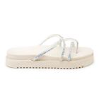 Sandália Papete Feminina Flatform Tiras Strass 199067 Off White