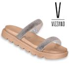 Sandalia Papete Vizzano Original Feminina Rasteira Flat Papete Strass Rasteira Chinelo Slide Conforto Rasteirinha