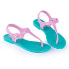 Sandália Pérola Kids Menina Básico Verde Água Com Rosa Mar&Cor