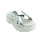 Sandalia Plataforma Solado Tratorado Branco Prata Metalizado Vizzano 6499.111