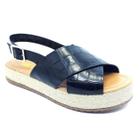 Sandália Preta Flatform Croco Trançada