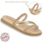 Sandalia Rasteira Beira Rio Original Feminino Flatform Rasteirinha Strass Tiras Trançadas Lancamento Metalizada Casual