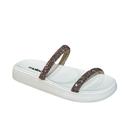 Sandalia Rasteira Flat Moleca Tira Com Strass Casual 5507.100