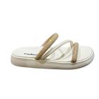 Sandalia Rasteira Flat Moleca Tira Com Strass Casual Branco 1031