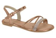 Sandalia Rasteira Beira Rio Metalizado 8384203 Ouro Rosado em