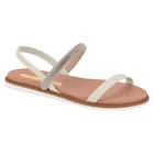 Sandália Rasteirinha Moleca Strass Feminina-Creme/ Branco Off