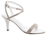 Sandalia Salto 9,5cm  40 a 43  Glamour com Strass  Branco
