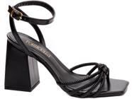 Sandalia Salto 9cm Luxo e Elegancia em Metalizado Preto