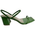 Sandália Salto Bloco 7cm Verde Militar Duas Tiras Detalhe em Elástico Para Conforto - ULLY