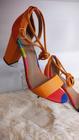 Sandália salto bloco colorida