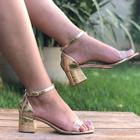 sandalia salto bloco dourada confort tendência 2022 valle shoes