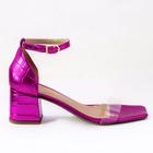 Sandália salto bloco pink confort tendência 2022 valle shoes
