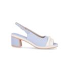 Sandália Slingback Paola Salto Médio Mirtilo com Off White