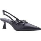 Sandália Slingback Tiras Fivelas Couro Tendência Moda 2220.71642 Lia Line Preto