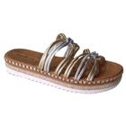 Sandalia Tamanco Flat Feminino Moleca Verao Dourado Prata 5447.517