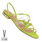 Sandalia vizzano feminina tira pvc metalizado verde / dourada / prata / pink