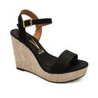 Sandalia Vizzano Salto Anabela Plataforma Preto Linho 6283.2000