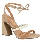 Sandália Vizzano Salto Bloco e Amarração 6403.205 Feminina-Bege/Branco Off/Camel