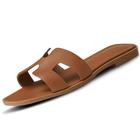 Sandálias planas CEAUZY femininas H-Band Slides Leather Summer