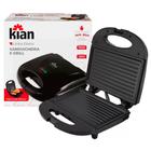 Sanduicheira E Grill Placa Antiaderente Inox Preta 750w 127v 23259 - Kian