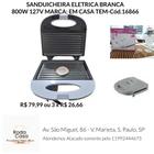 Sanduicheira Elétrica Branca 800W 127V - Em Casa Tem - Cod.16866 - RODA CASA