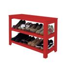 Sapateira Banco de Piso para Closets e Quartos 8 Pares Sapatos - Vermelho Laca