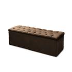 Sapateira Baú Casal Suede Marrom 47x138x51 - Sonho Camas e Móveis