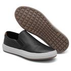 Sapatênis Casual de Couro Calce Fácil Elástico Slip On NL014