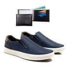 Sapatenis Casual Slip On Masculino Com Carteira Tenis Moderno Macio Dia a Dia