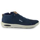 Sapatênis Ferracini Masculino Pulse Couro Slip-On Zíper Azul Marinho