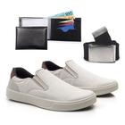 Sapatenis Slip on Masculino Hencco Leve Confortável Moderno Dia Dia Kit Com Carteira e Cinto