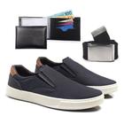 Sapatenis Slip on Masculino Hencco Leve Confortável Moderno Dia Dia Kit Com Carteira e Cinto