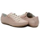 Sapatenis Tenis Feminino Casual Couro Elastico com Ziper