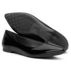 Sapatilha Bico Fino KRN Shoes de Couro Basica Lisa com Salto Baixo Quadrado
