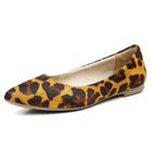 Sapatilha Estampa Animal Print Couro Feminina Casual Estilosa Solado Borracha Bico Fino