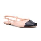 Sapatilha Feminina Slingback Bicolor Bico Quadrado