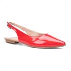 Sapatilha Feminina Slingback Em Verniz Tira Tornozelo Luxo